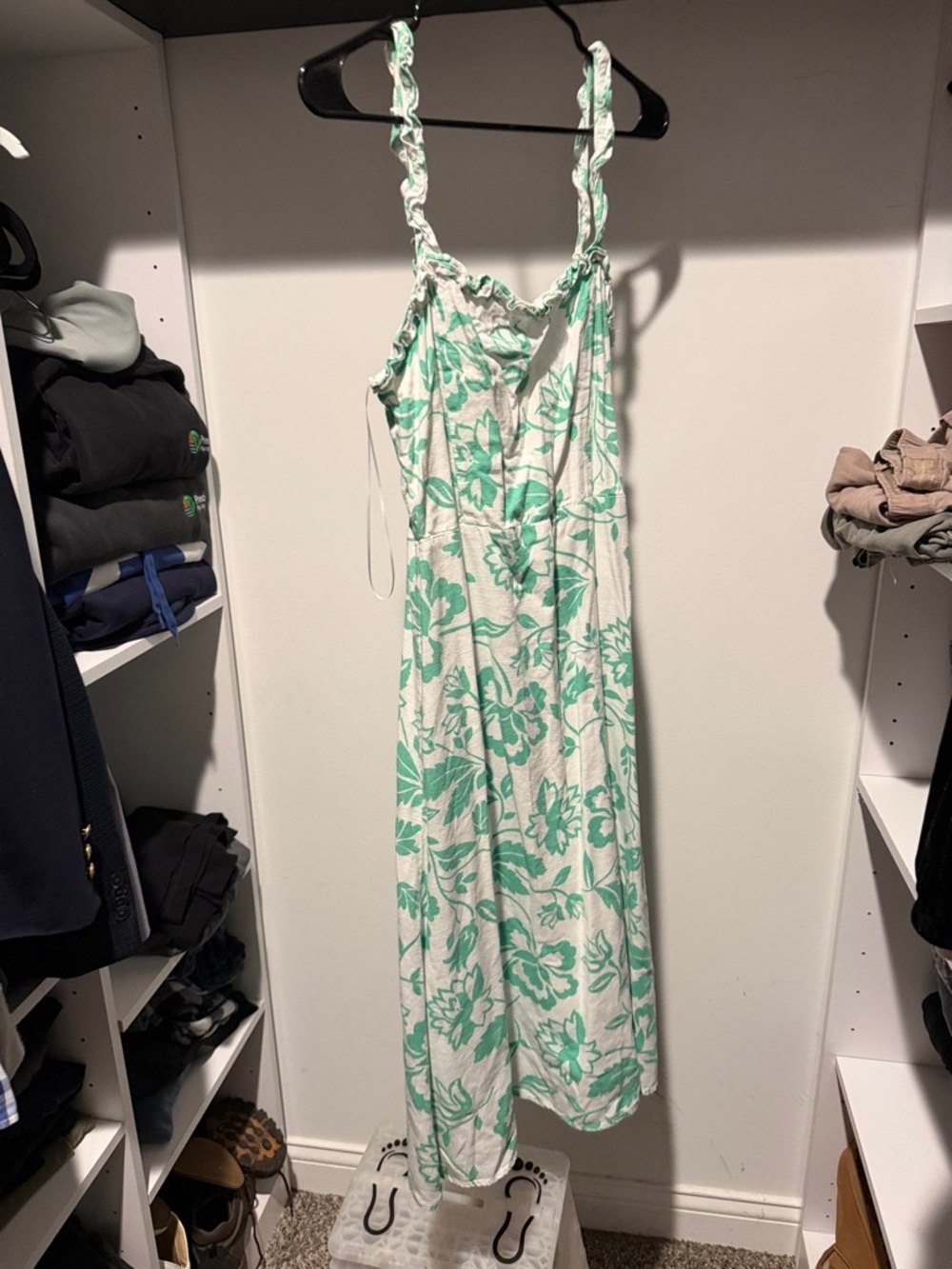Draper James White and Mint Green Floral Midi Dress